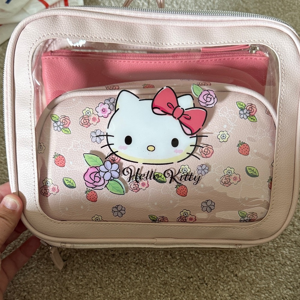 Hello Kitty 3 set Floral Bag with Pink Accents